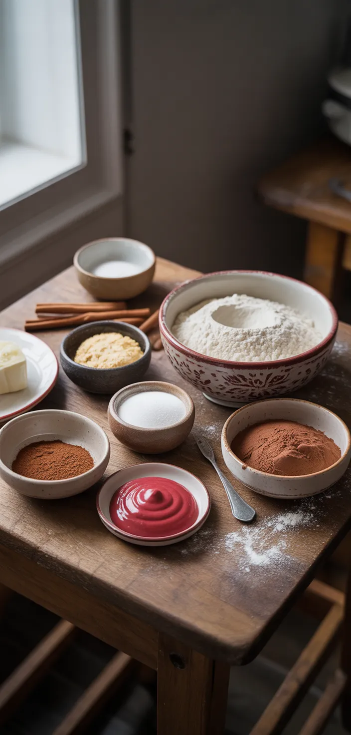 Ingredients photo for Irresistible Red Velvet Cinnamon Rolls Recipe