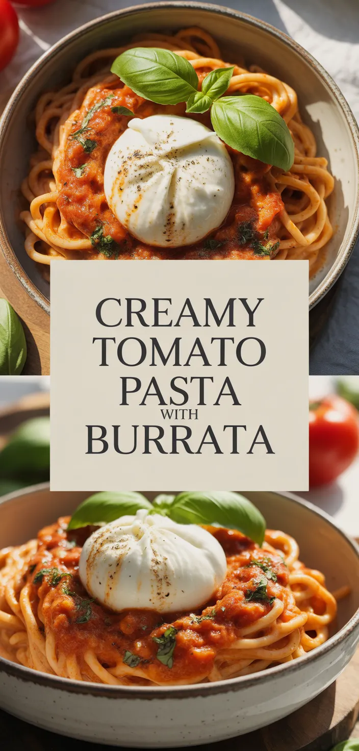 A photo of Creamy Tomato Pasta With Burrata Recipe