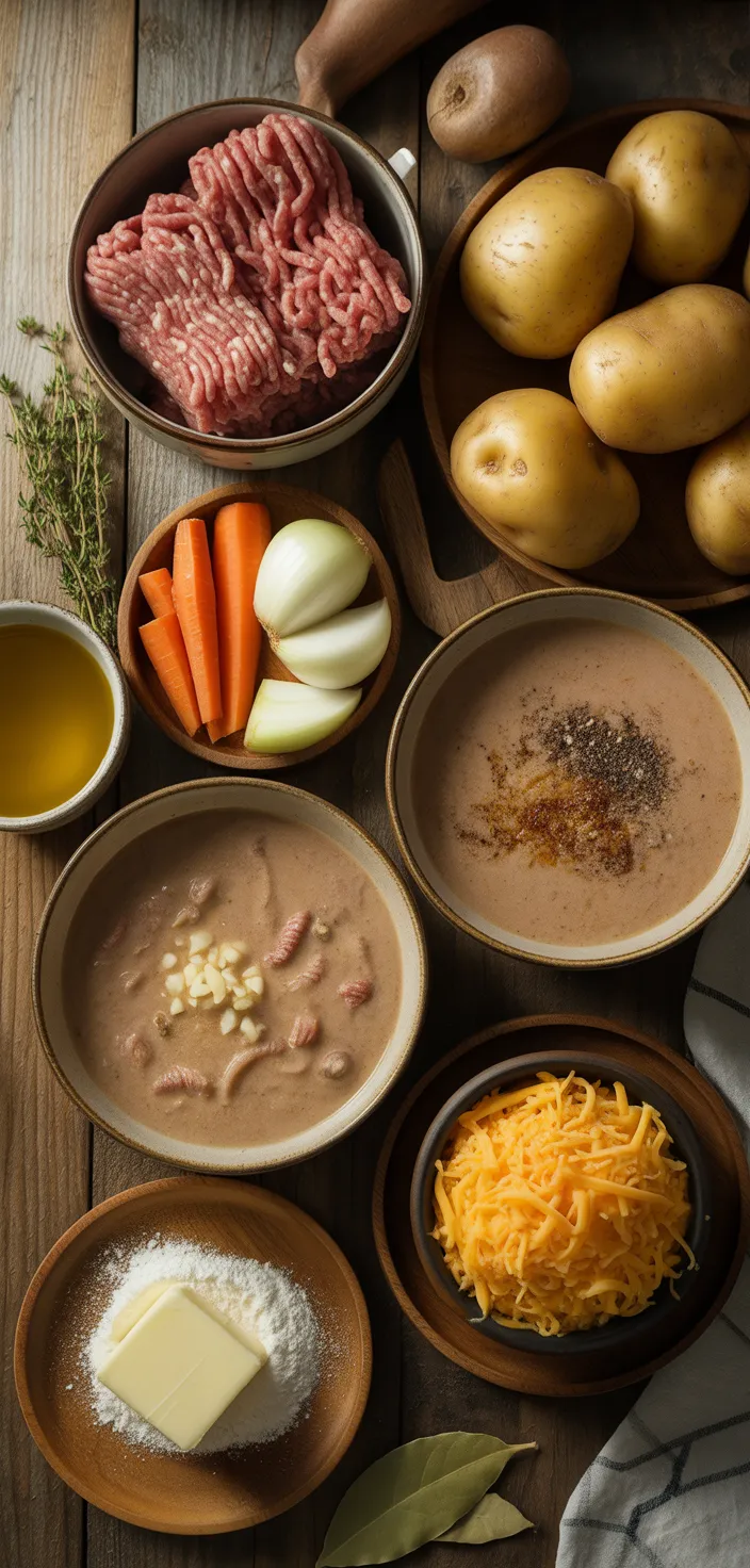 Ingredients photo for Creamy Potato & Hamburger Soup Made In The Crockpot Recipe