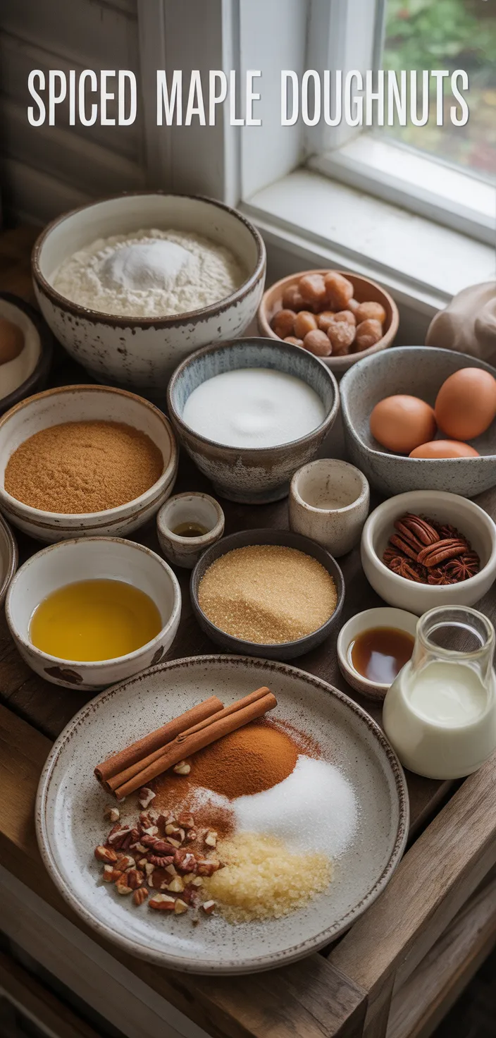Ingredients photo for Spiced Maple Doughnuts Recipe