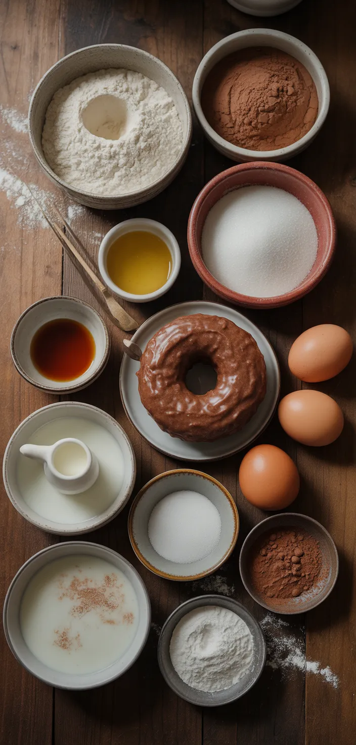 Ingredients photo for Baked Chocolate Glazed Donuts Recipe