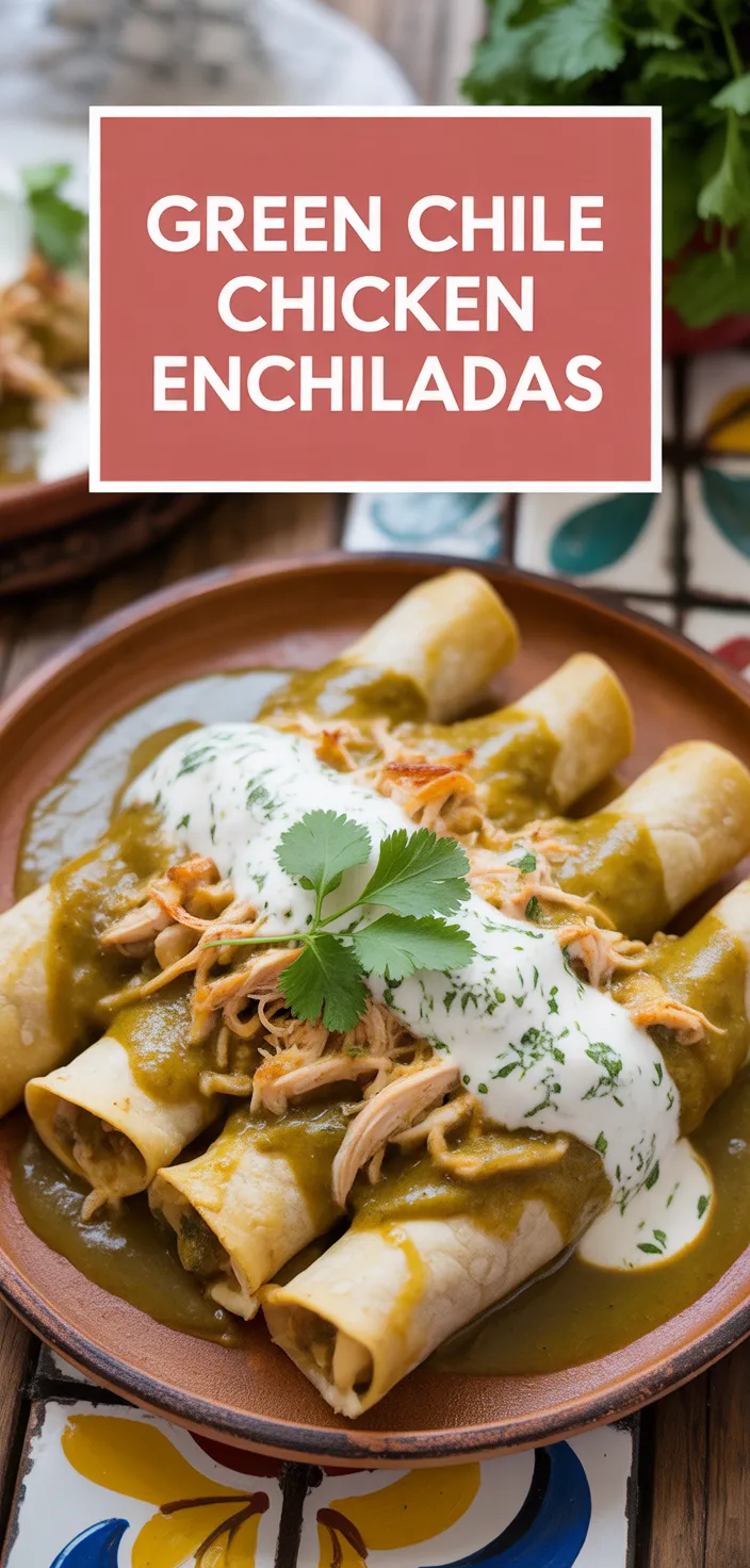 A photo of Mexican Green Chile, Chicken And Cheese Enchiladas Recipe