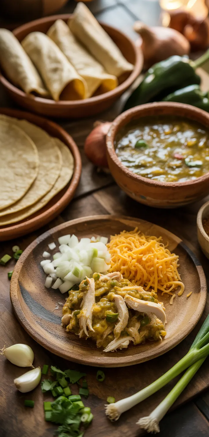 Ingredients photo for Mexican Green Chile, Chicken And Cheese Enchiladas Recipe