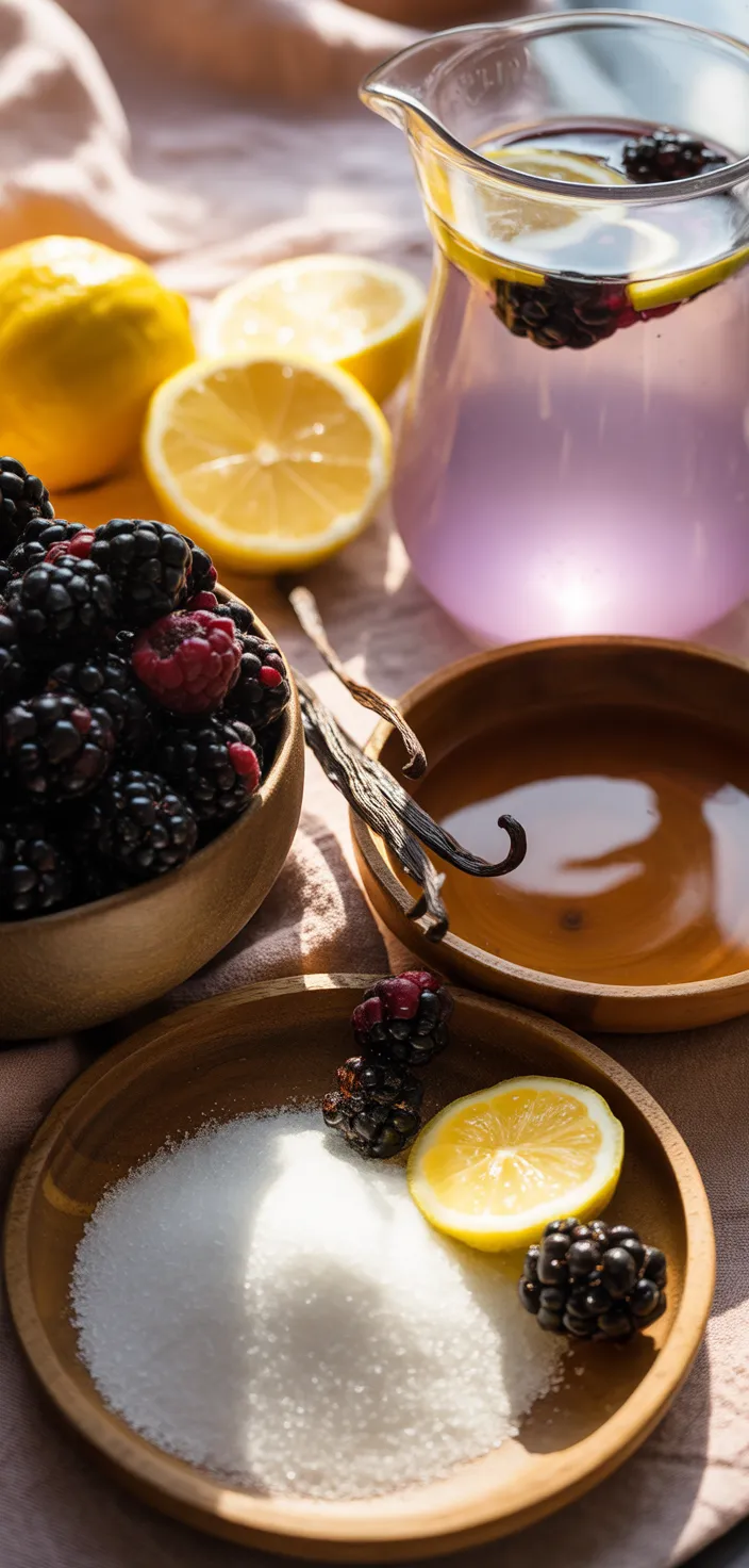 Ingredients photo for Silky Blackberry Vanilla Lemonade Recipe