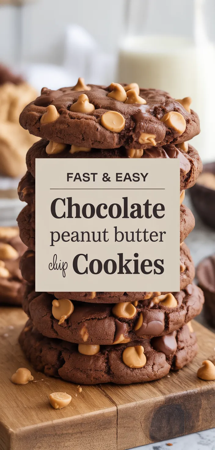 A photo of Chocolate Peanut Butter Chip Cookies Recipe
