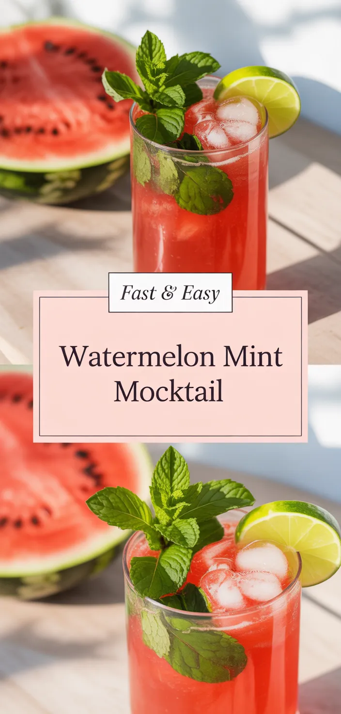 A photo of Refreshing Sweet Watermelon Mint Summer Mocktail Recipe