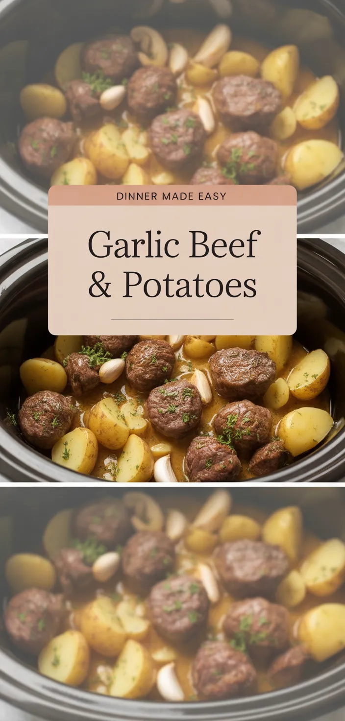 A photo of Slow Cooker Garlic Butter Beef Bites & Potatoes Recipe