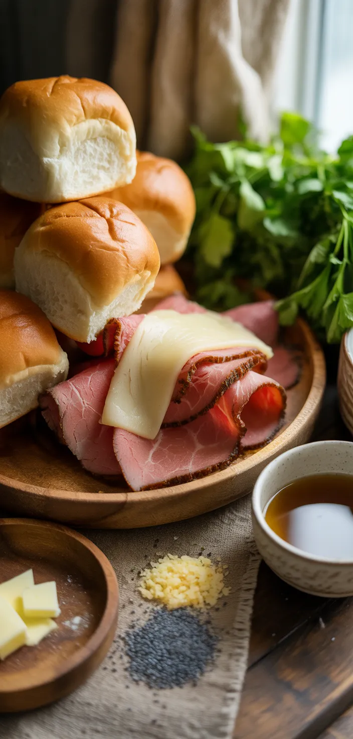 Ingredients photo for Easy French Dip Sliders Au Jus Recipe