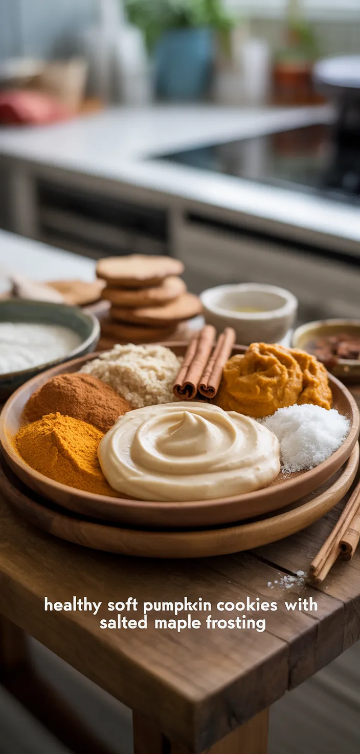 Ingredients photo for Healthy Soft Pumpkin Cookies With Salted Maple Frosting Recipe