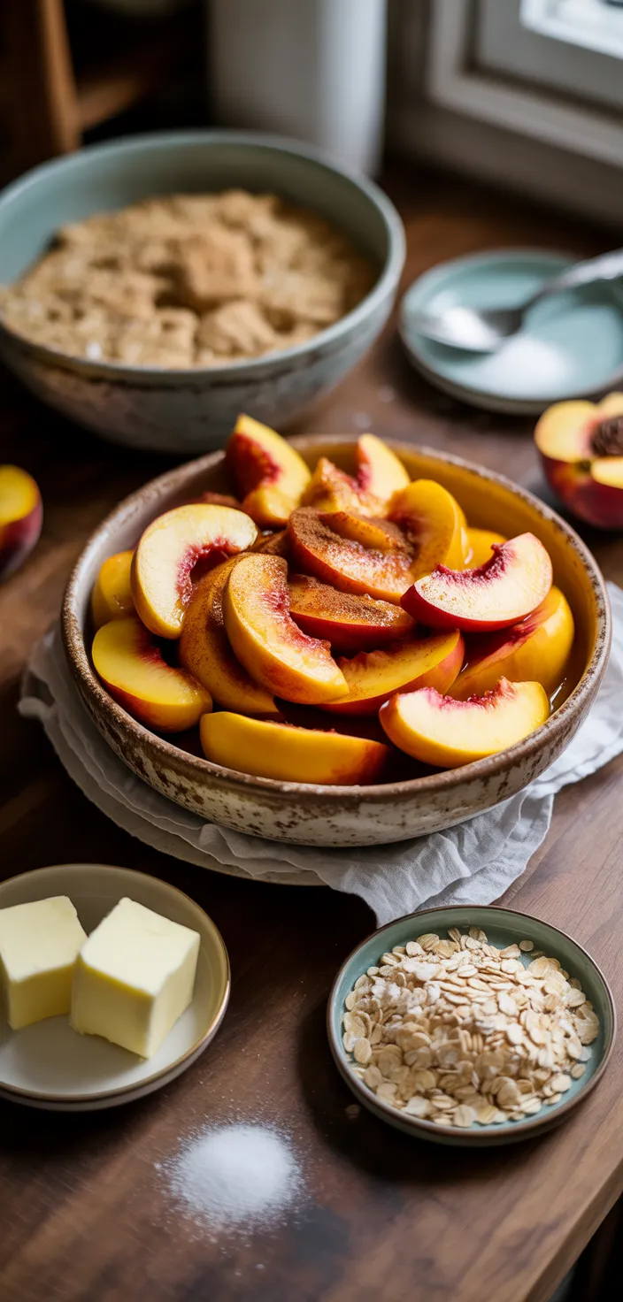 Ingredients photo for Brown Sugar Peach Crumble Pie Recipe