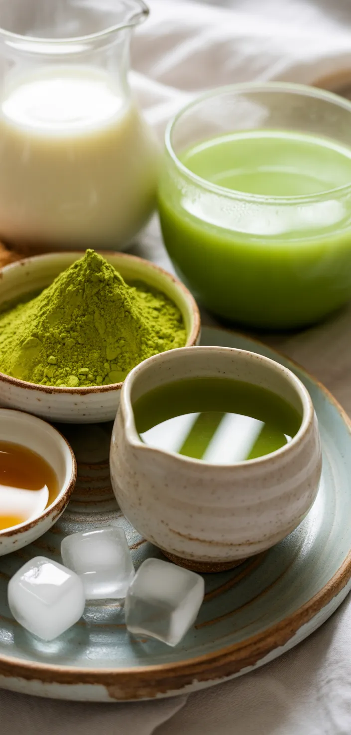 Ingredients photo for Easy Starbucks Iced Green Tea Matcha Latte Recipe