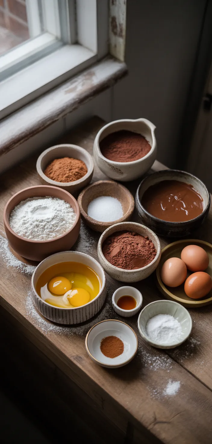 Ingredients photo for Fudgy Chocolate Crinkle Cookies Recipe