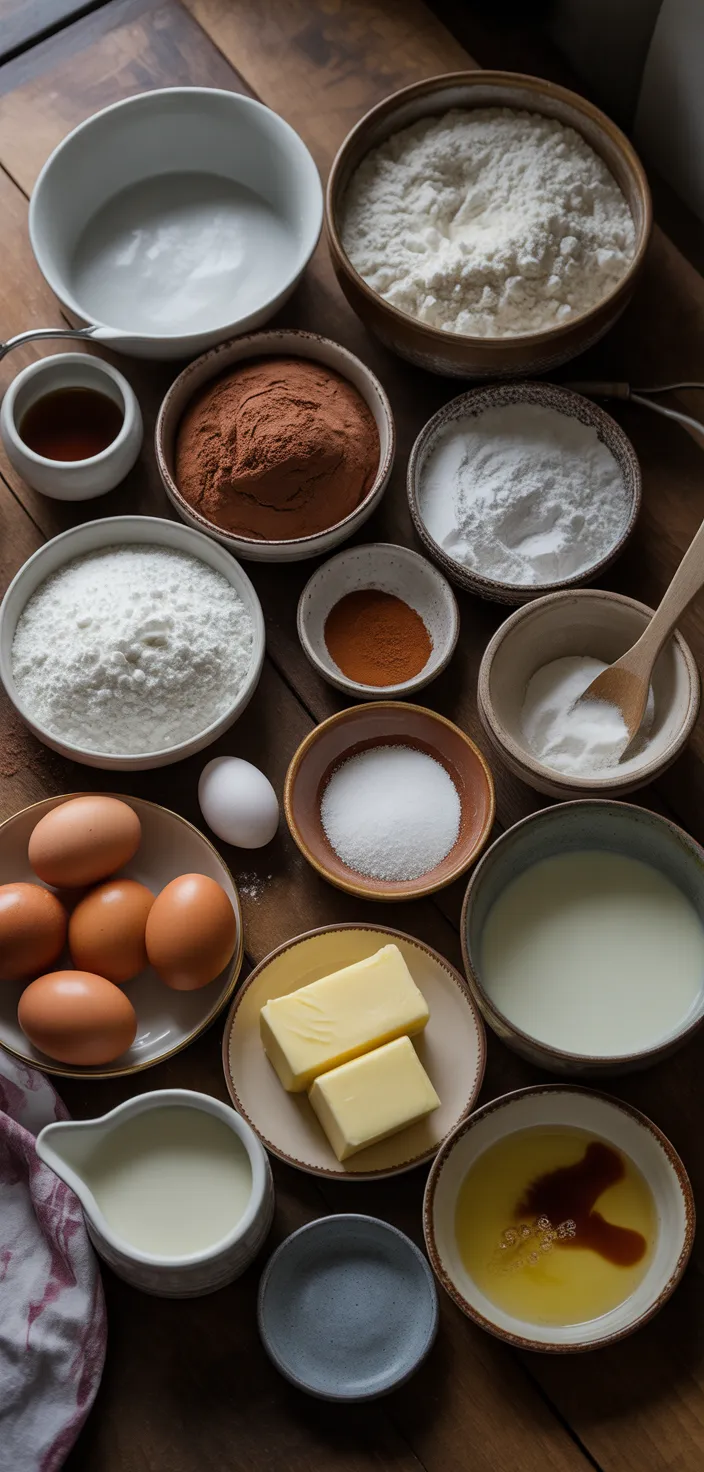 Ingredients photo for Glazed Chocolate Cake Doughnuts Recipe