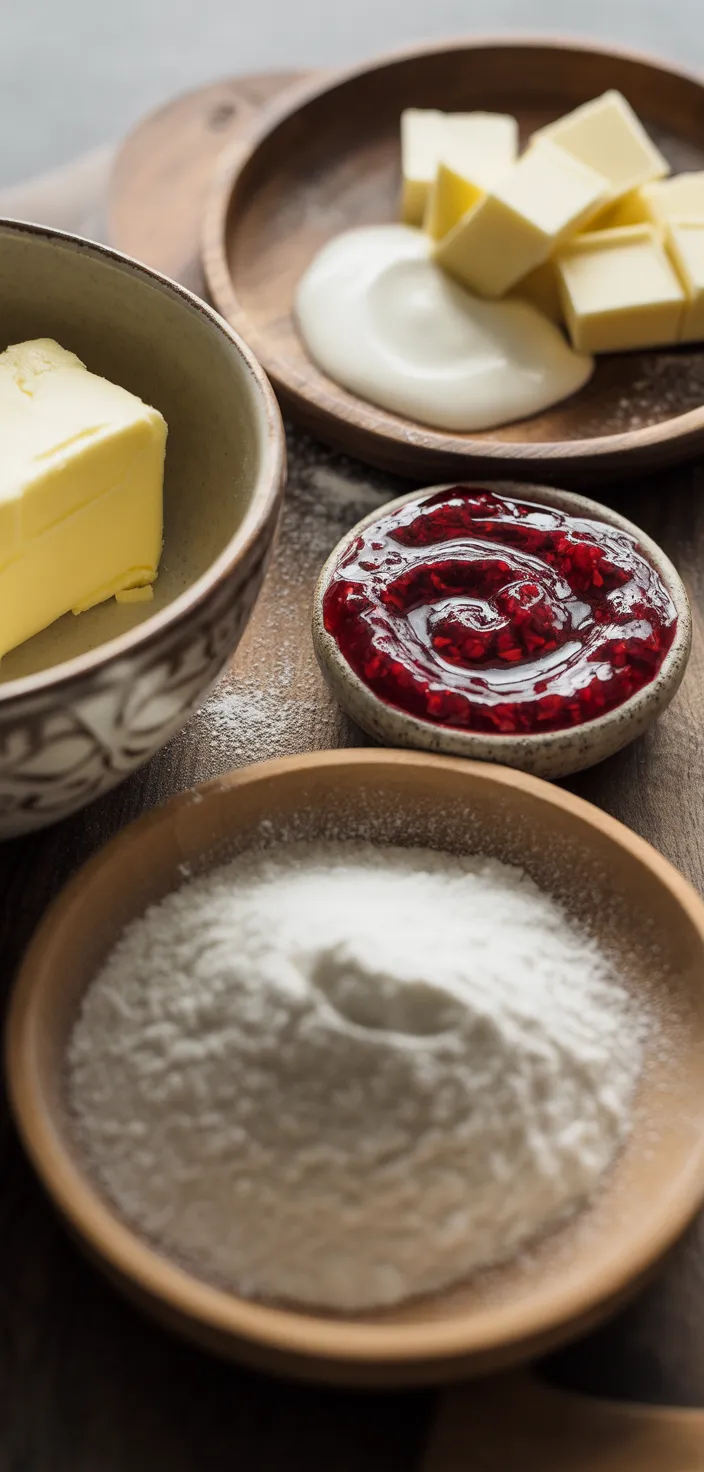 Ingredients photo for Raspberry Swirl Shortbread Cookies Recipe