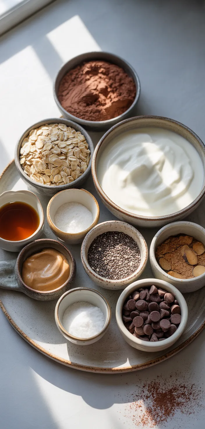 Ingredients photo for Chocolate Lovers! Try These Brownie Batter Overnight Oats For A Sweet Start! Recipe
