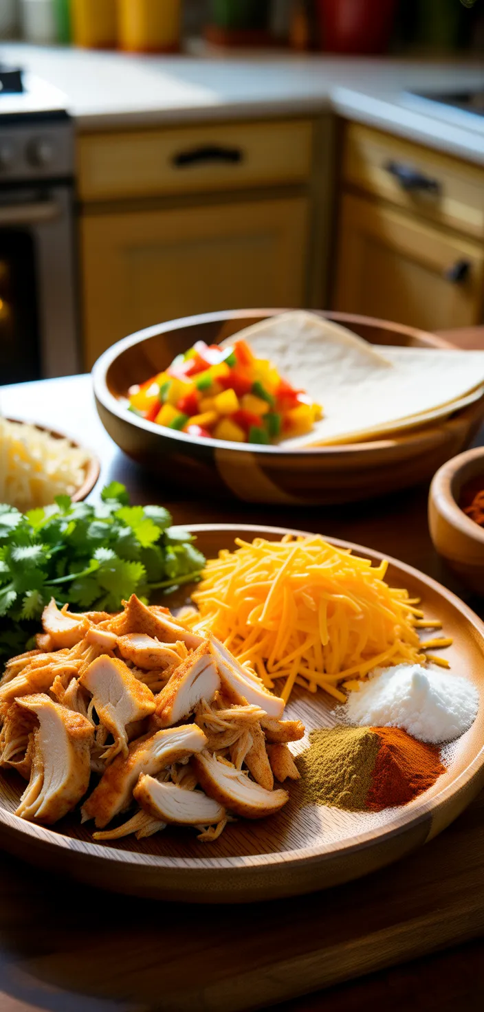 Ingredients photo for Cheesy Chicken Quesadilla Recipe