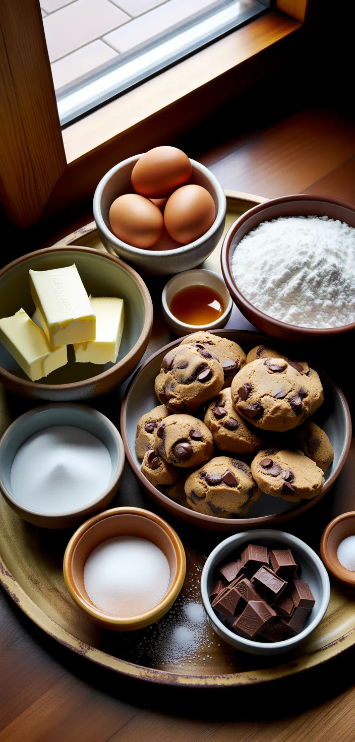 Ingredients photo for Ina Garten Giant Crinkled Chocolate Chip Cookies Recipe