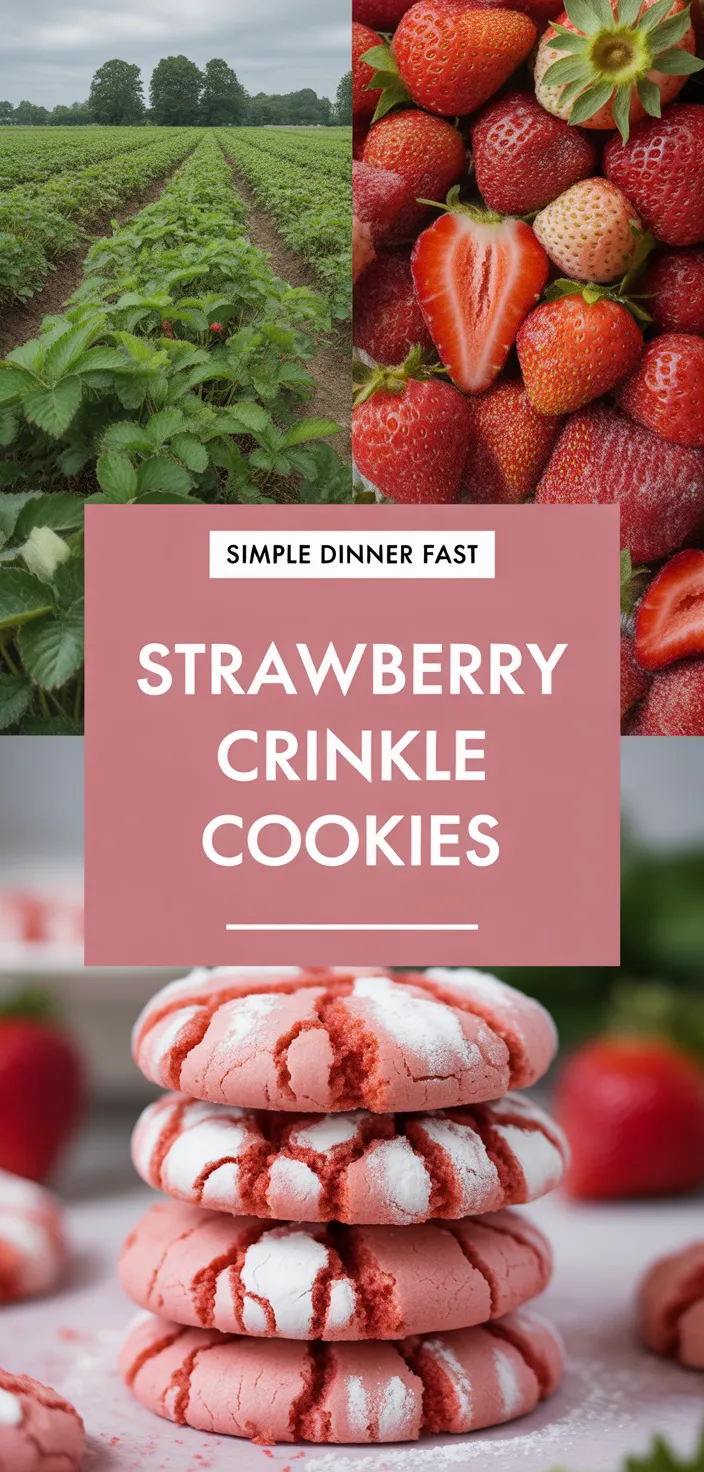 A photo of Strawberry Crinkle Cookies Recipe