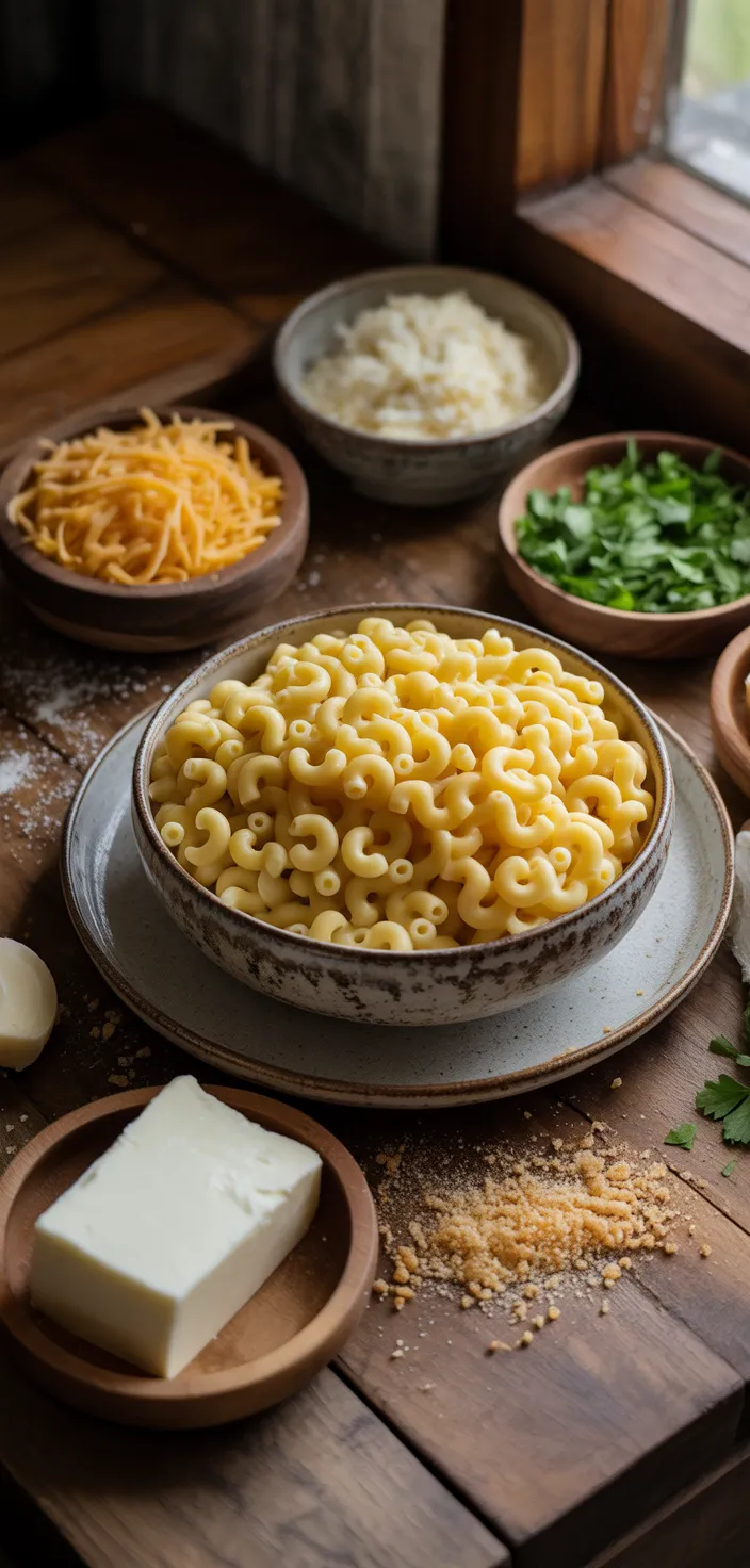 Ingredients photo for Creamy Garlic Parmesan Mac And Cheese Recipe