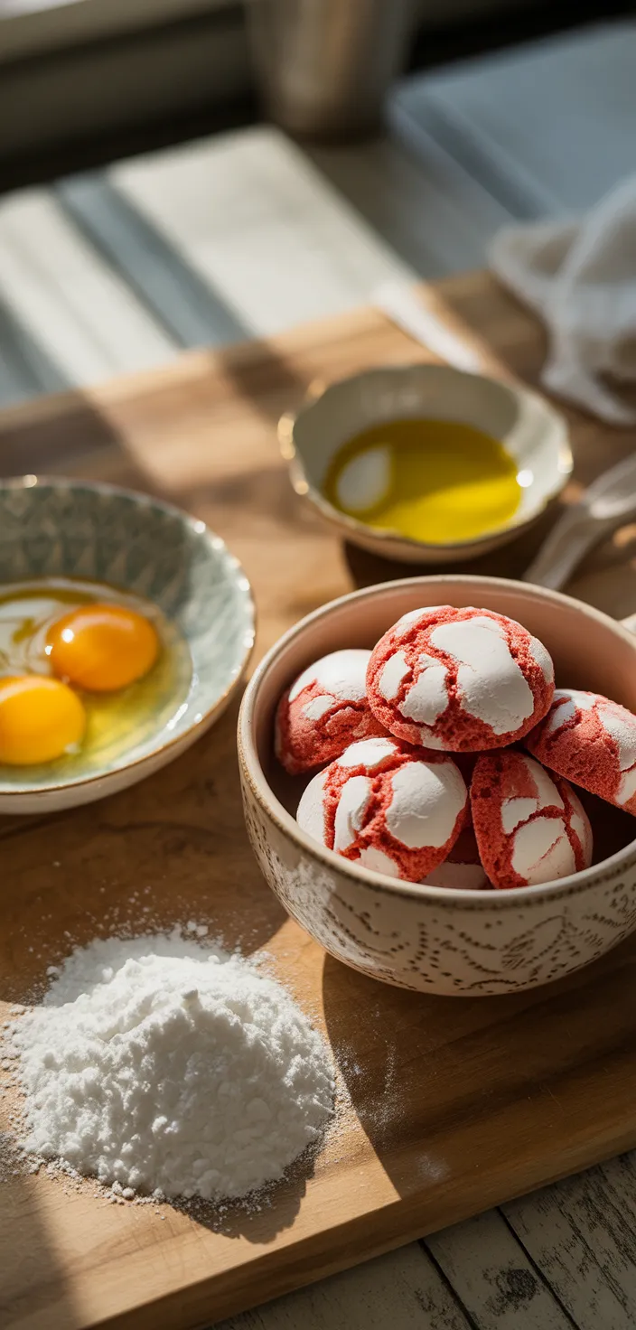 Ingredients photo for Strawberry Crinkle Cookies Recipe